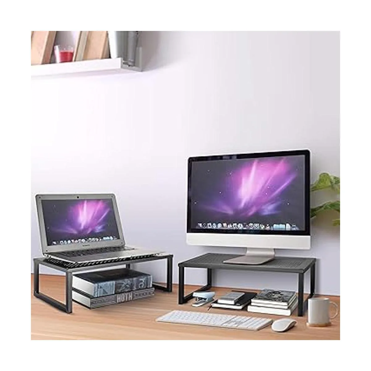 Paquete de 2 soportes elevadores de monitor Simple_2