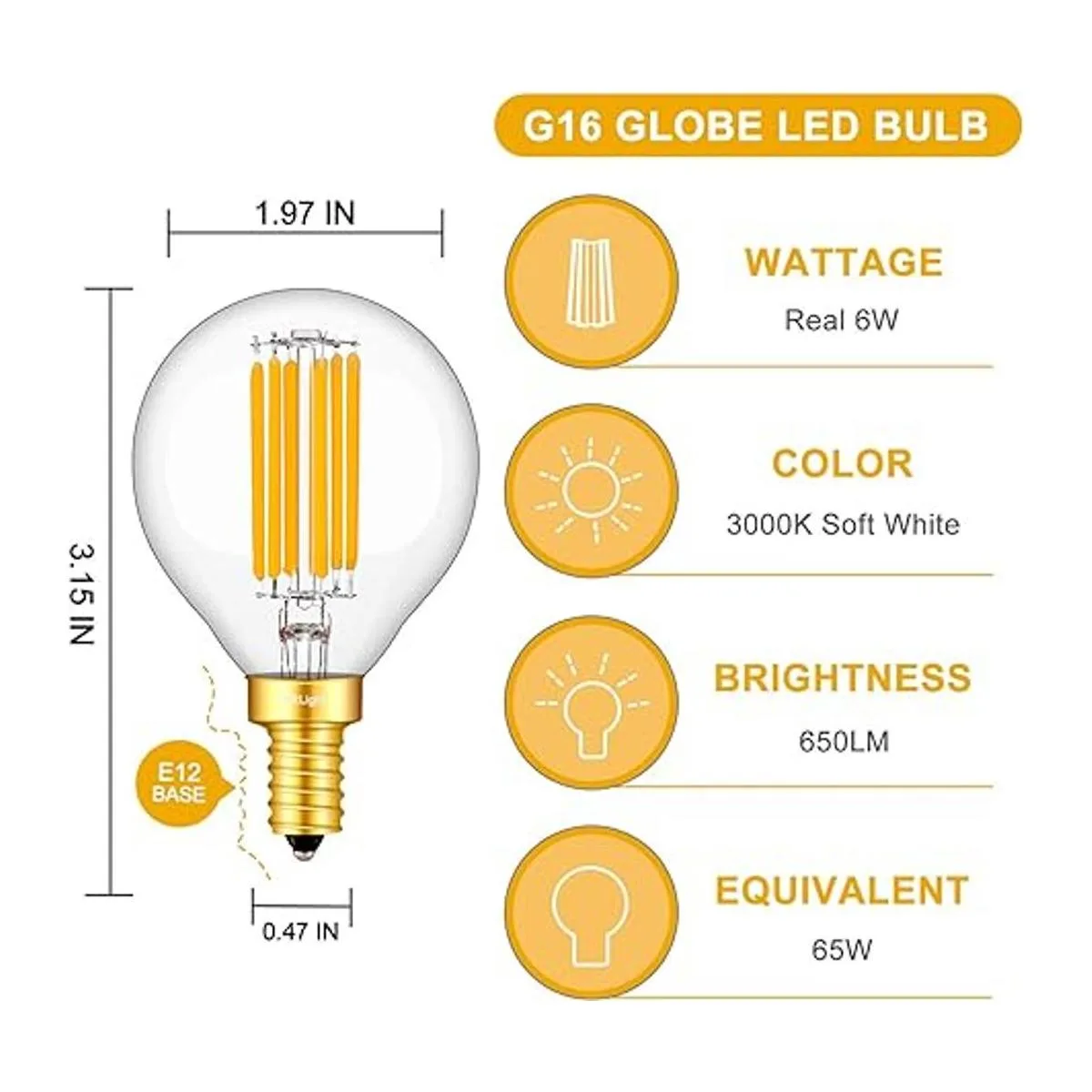 CRLight 3000 K 6 W regulable LED Candelabro bombilla_3