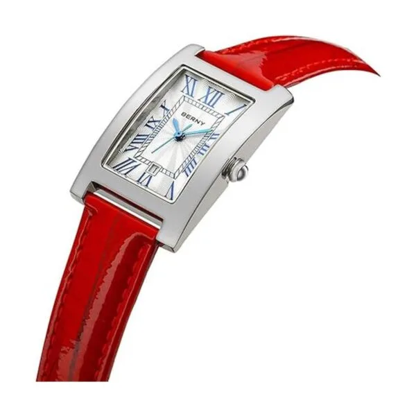 BERNY Reloj de pulsera clásico rectangular de cuarzo para_2