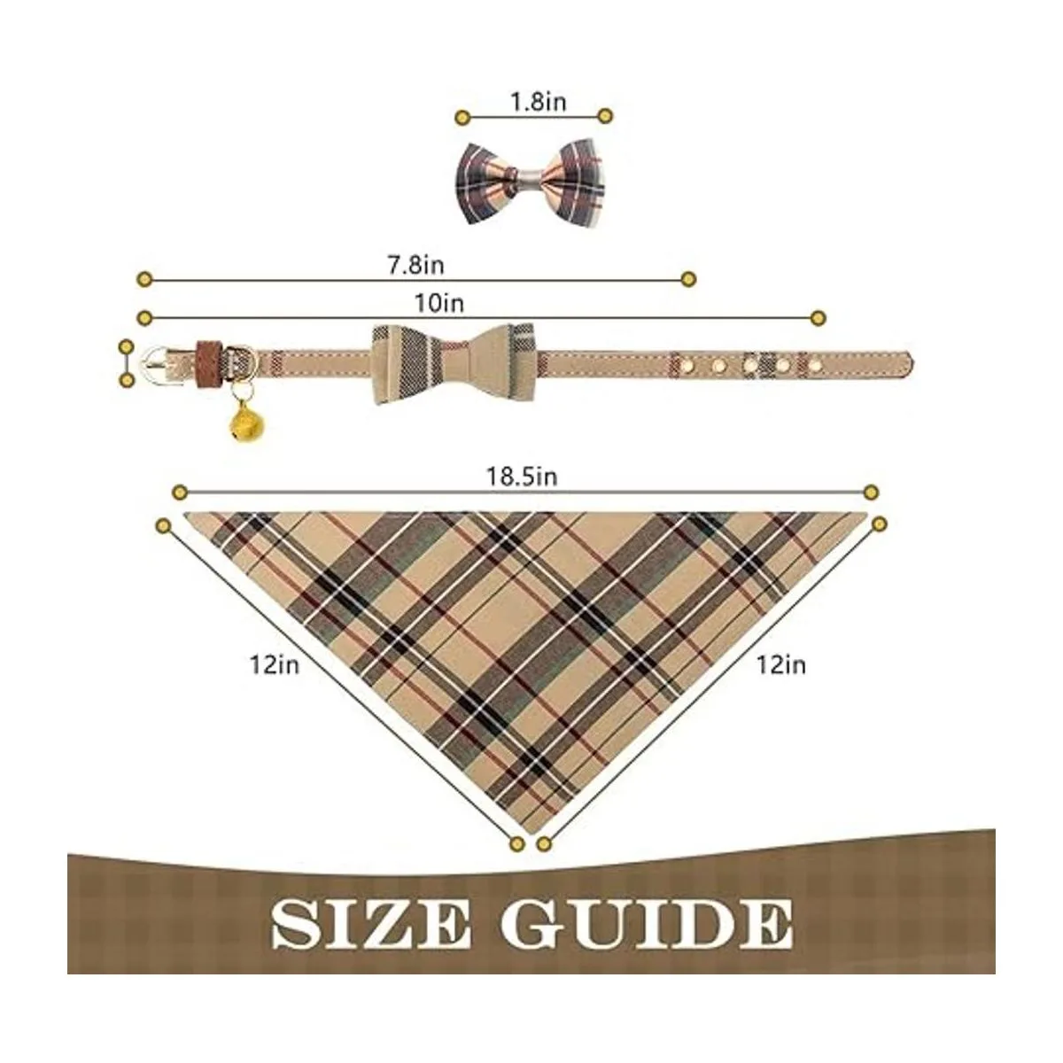 PUPTECK Collar de perro con lazo y campana pañuelo