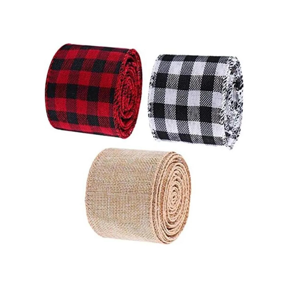 Cinta de arpillera navideña de 2.5 pulgadas cinta de