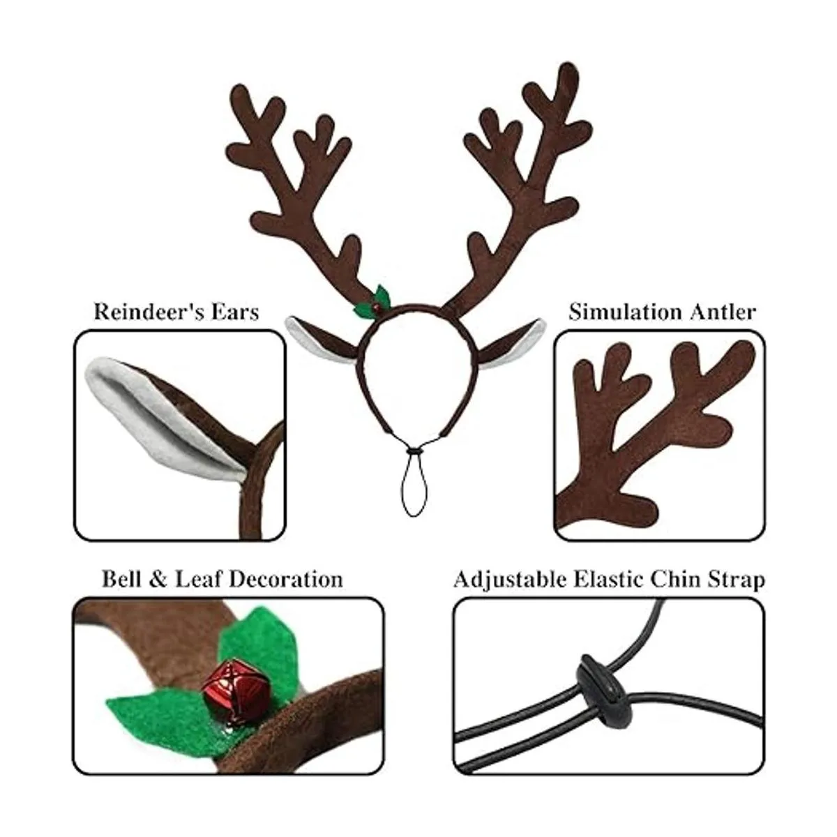 Rypet 2 diademas de cornamenta de reno de Navidad con