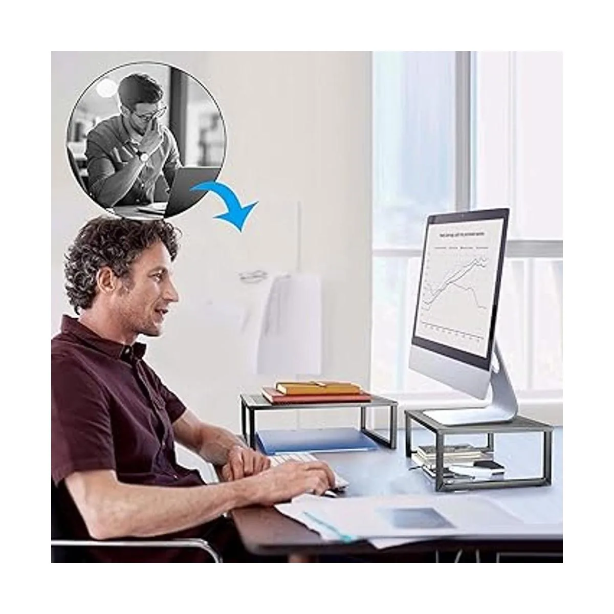 Paquete de 2 soportes elevadores de monitor Simple_6