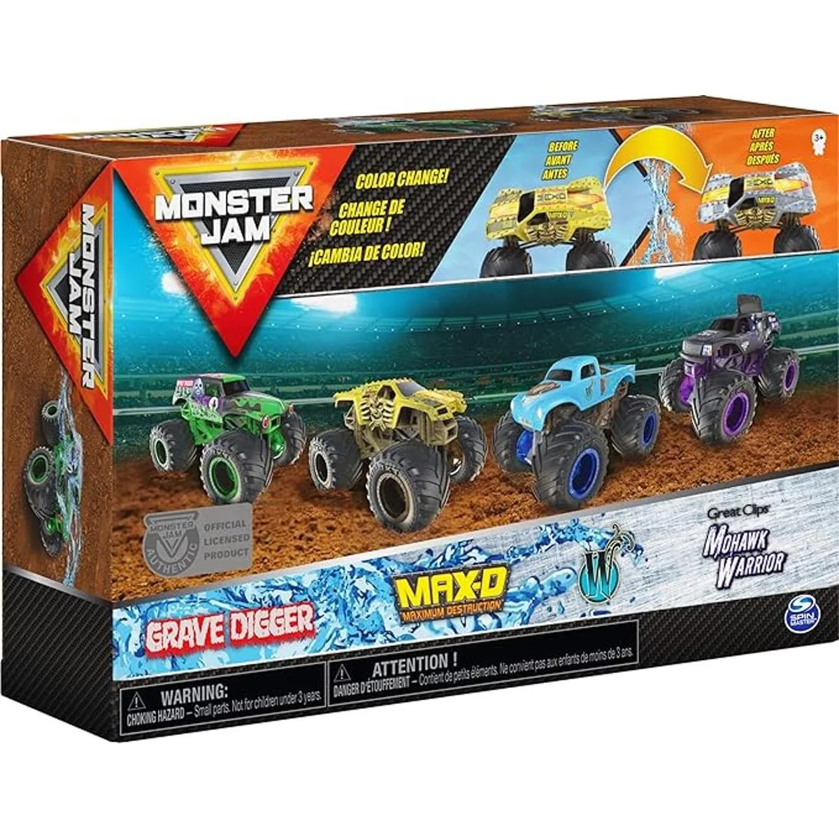 Monster Jam Reveal The Steel Paquete de 4 camiones_6