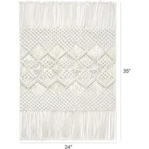Mkono Alfombra bohemia de macramé tejida de algodón con_5
