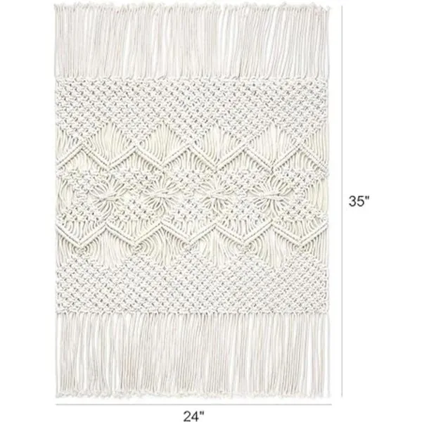 Mkono Alfombra bohemia de macramé tejida de algodón con_5