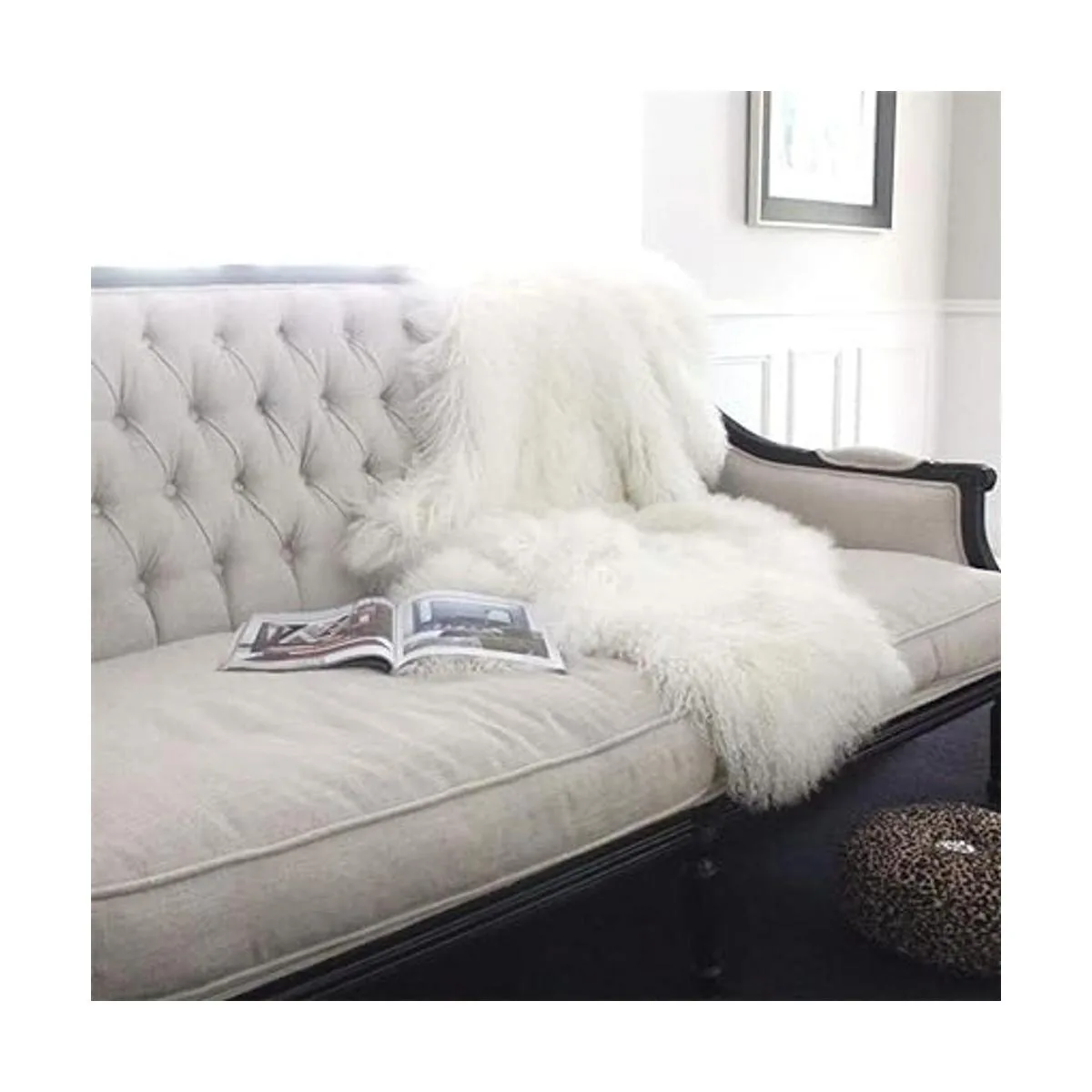 Alfombra de piel de oveja tibetana mongol auténtica de