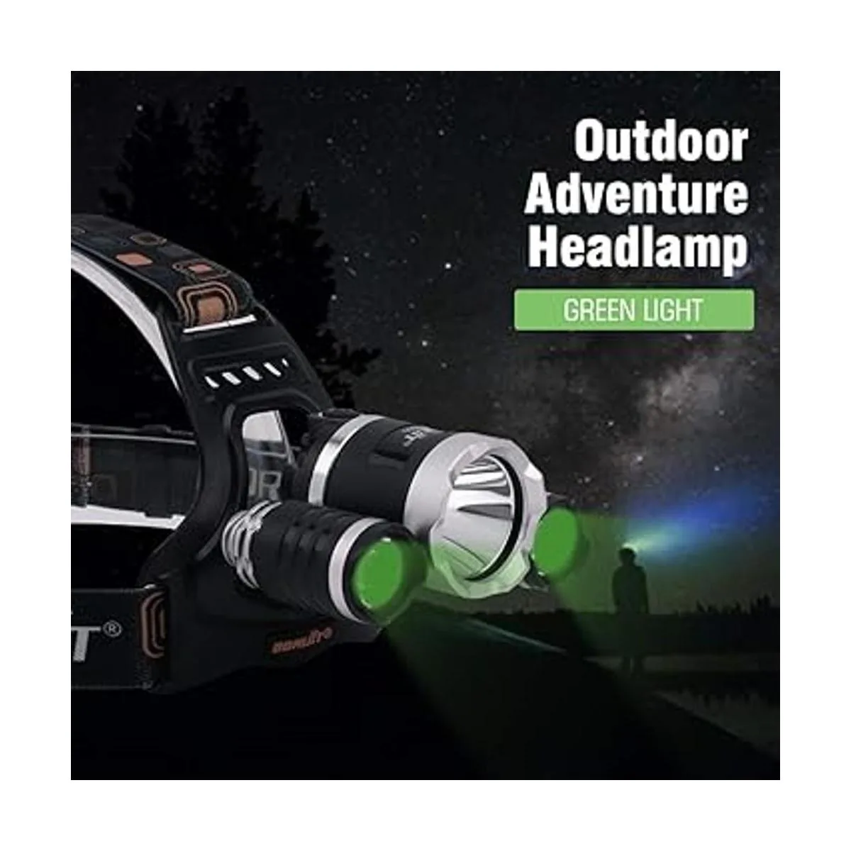 BORUiT RJ3000 Faro delantero LED con luz verde_2