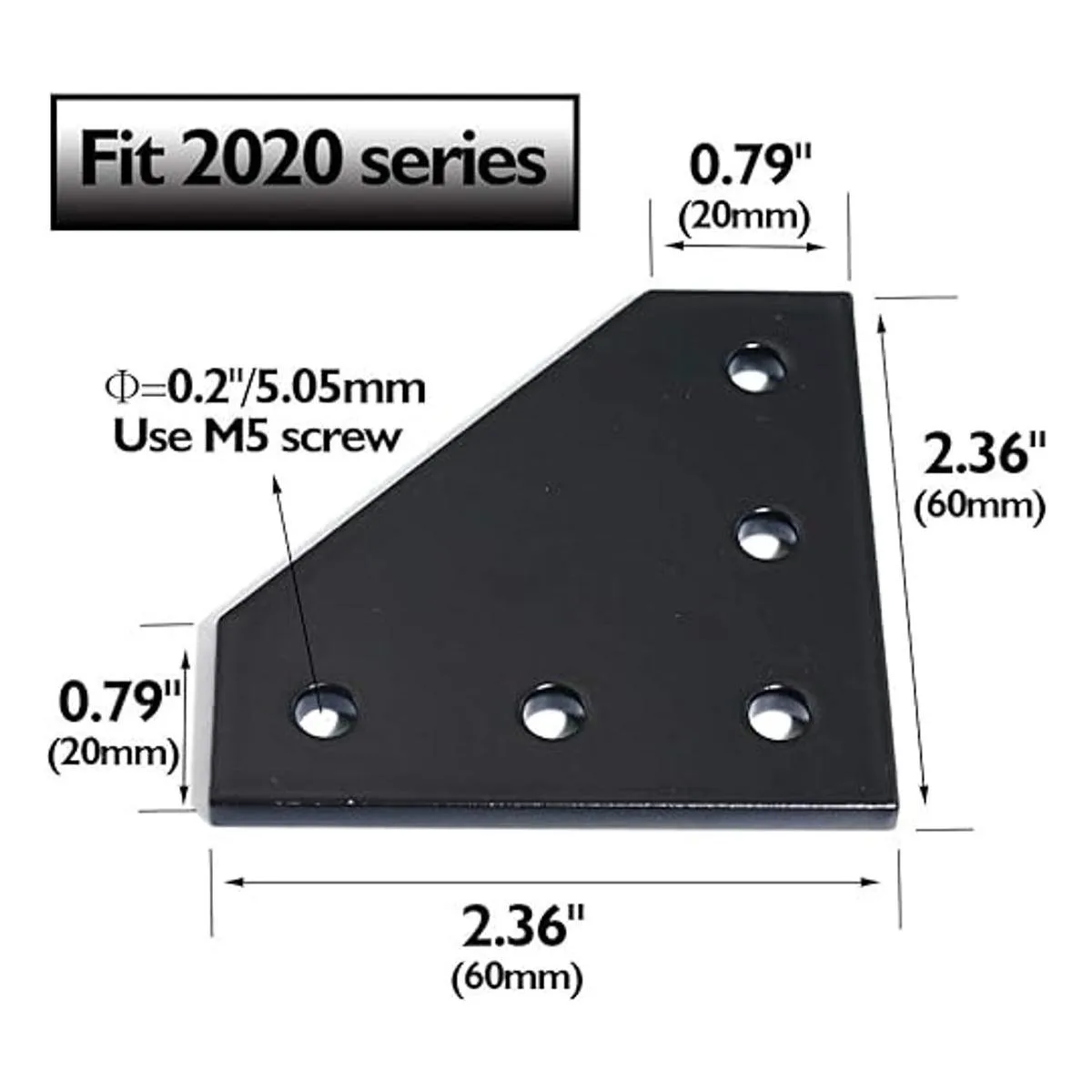 Boeray 2020 Placa de soporte de esquina anodizada en