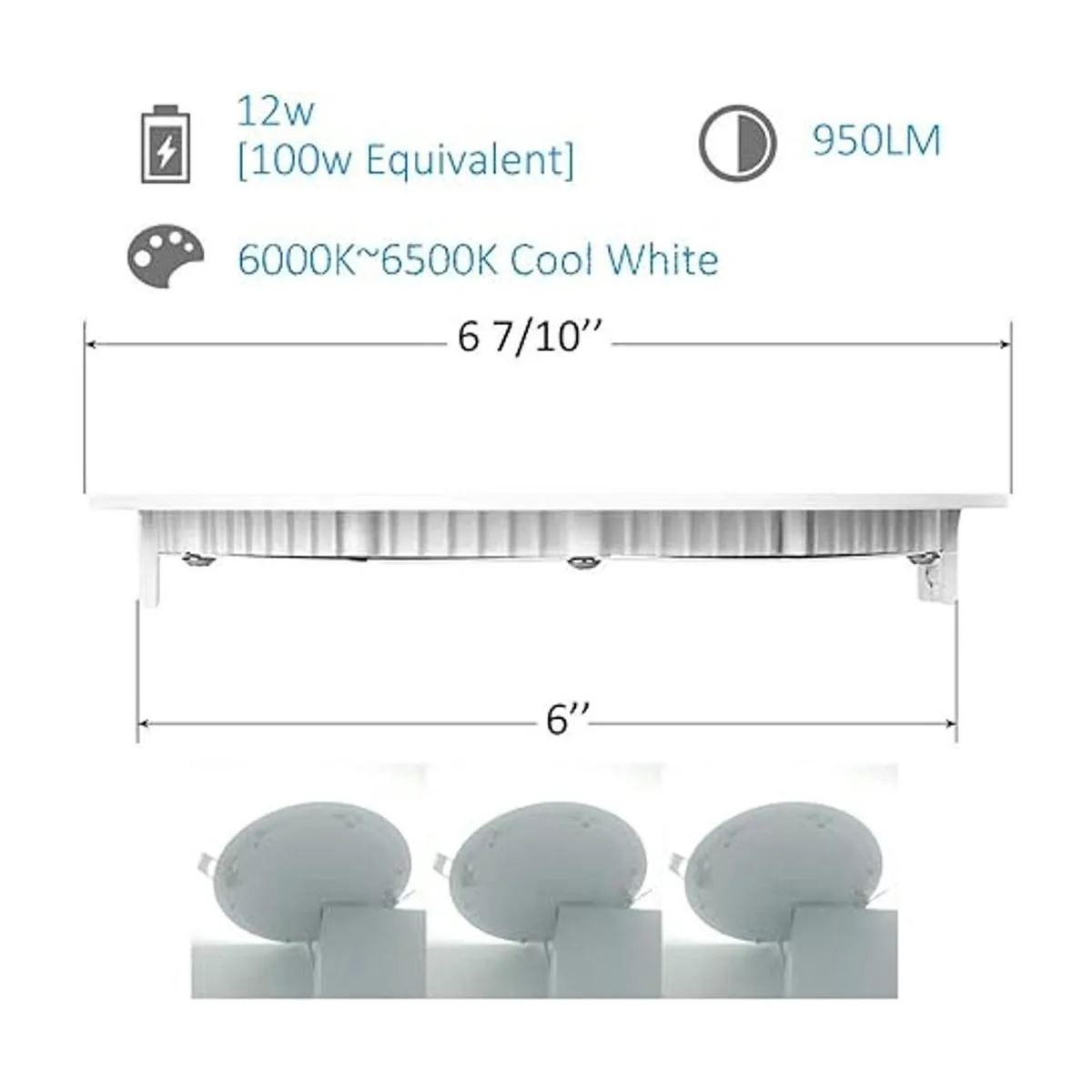 HMINLED Lámpara de panel empotrable LED redonda ultrafina_2