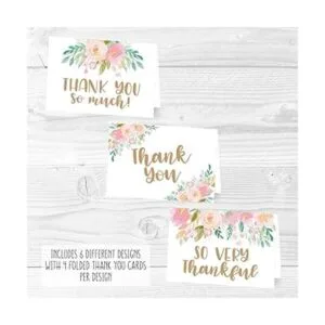 24 tarjetas de agradecimiento florales de rubor rosa con_6
