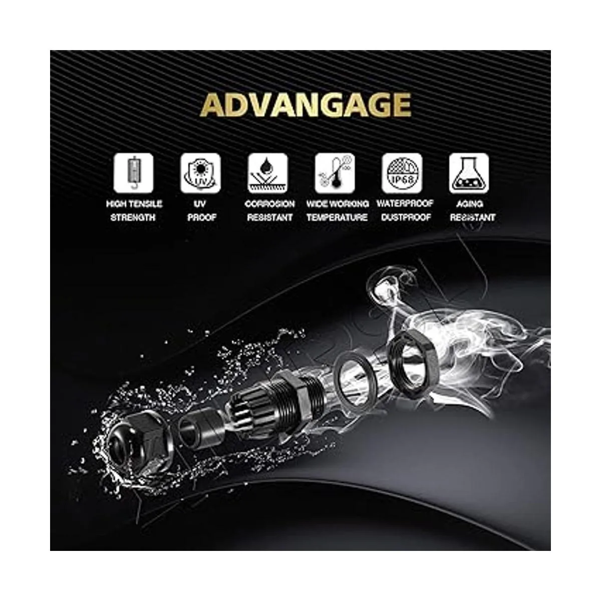 QILIPSU Prensaestopas de nailon NPT de 12 impermeable