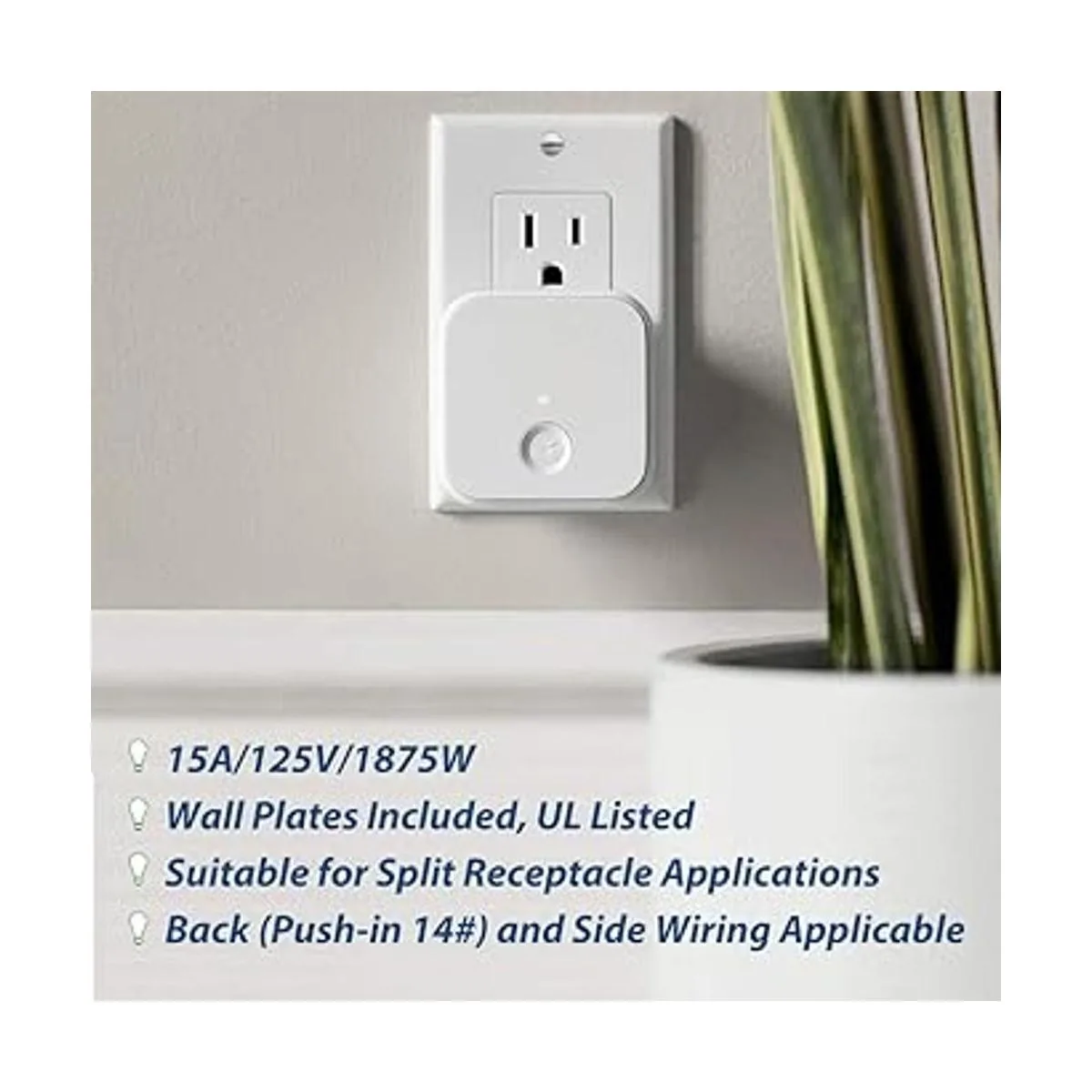 ELECTECK Enchufe decorativo de 15 amperios con placa de_2