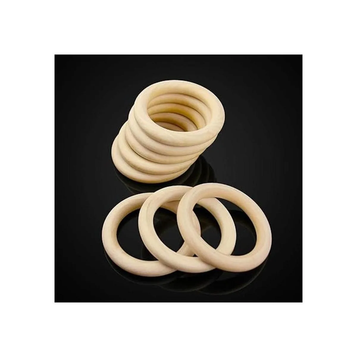 20 anillos de madera de 2.756 in naturales sin terminar