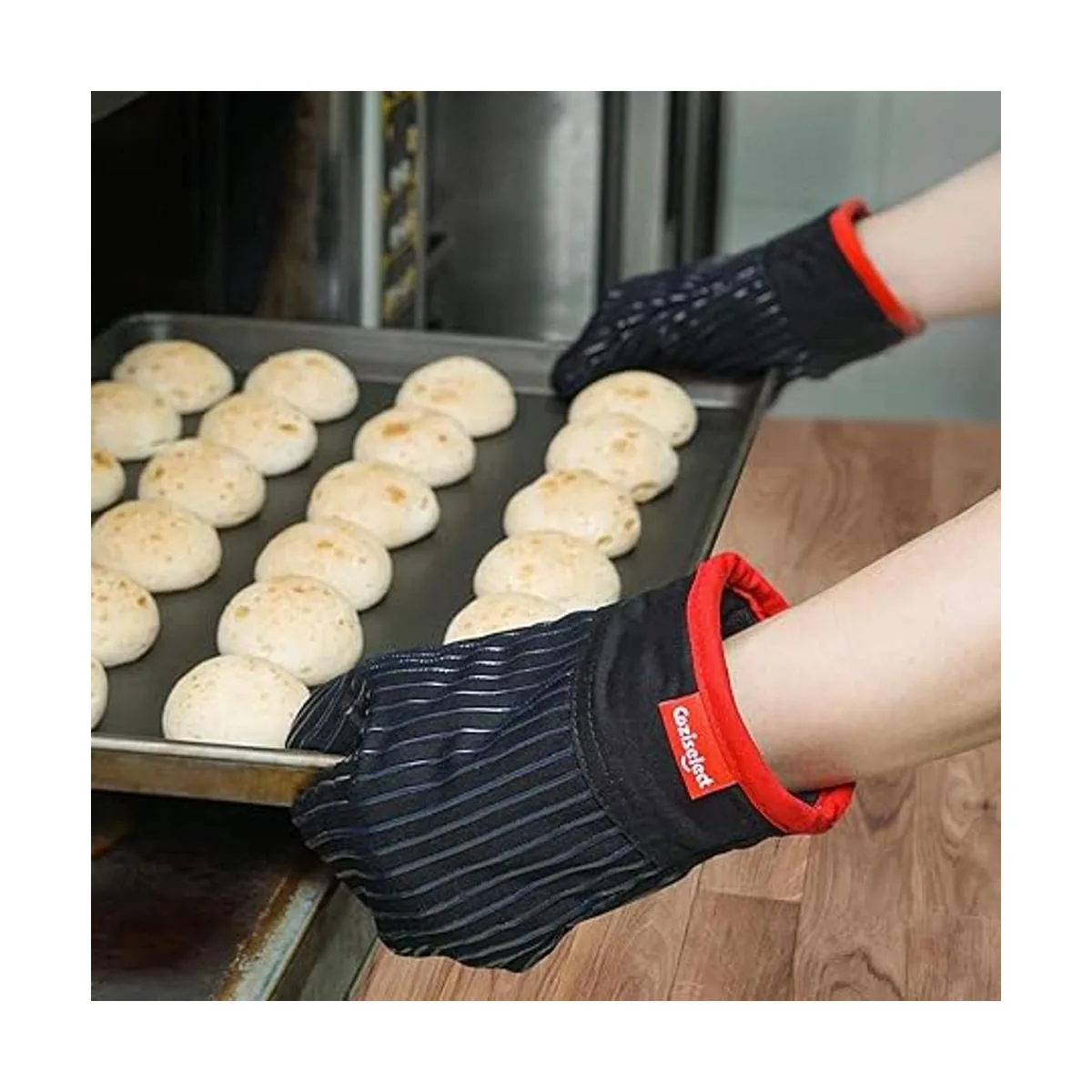 Coziselect Juego de guantes de horno y soportes para