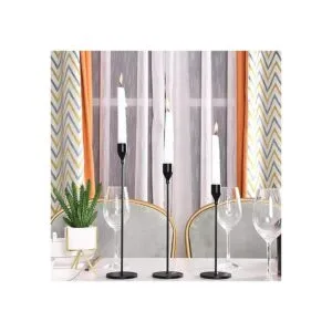 SUJUN Matte Black Candle Holders Set of 3 for Taper_4