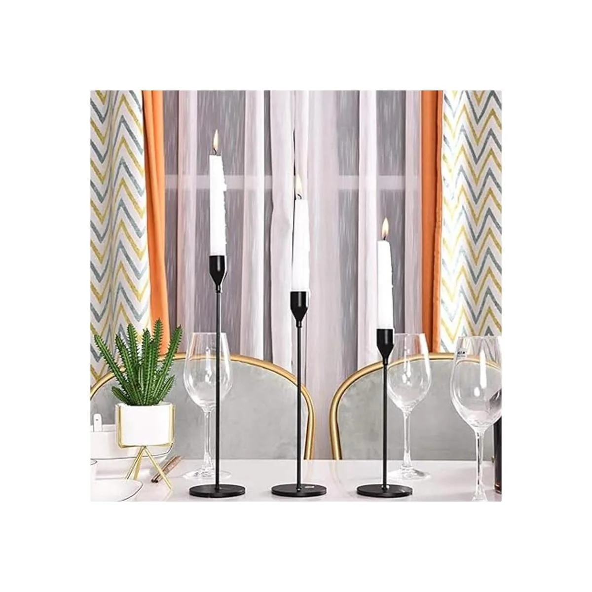 SUJUN Matte Black Candle Holders Set of 3 for Taper_4