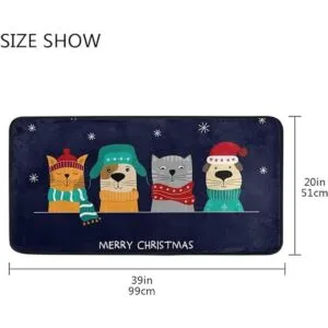 Alfombra de cocina antideslizante para perros de Navidad_6