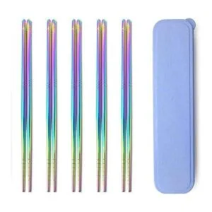 Rainbow 304 Stainless Steel Chopsticks Reusable Multicolor