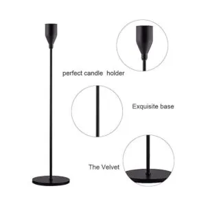 SUJUN Matte Black Candle Holders Set of 3 for Taper_2