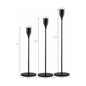 SUJUN Matte Black Candle Holders Set of 3 for Taper_3
