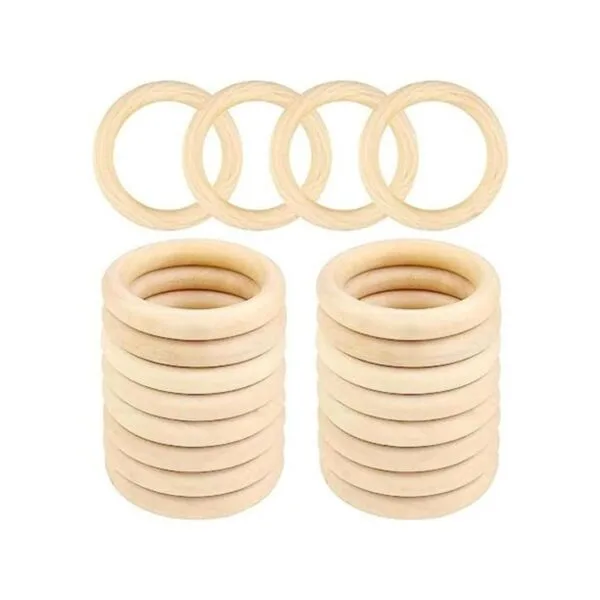 20 anillos de madera de 2.756 in naturales sin terminar
