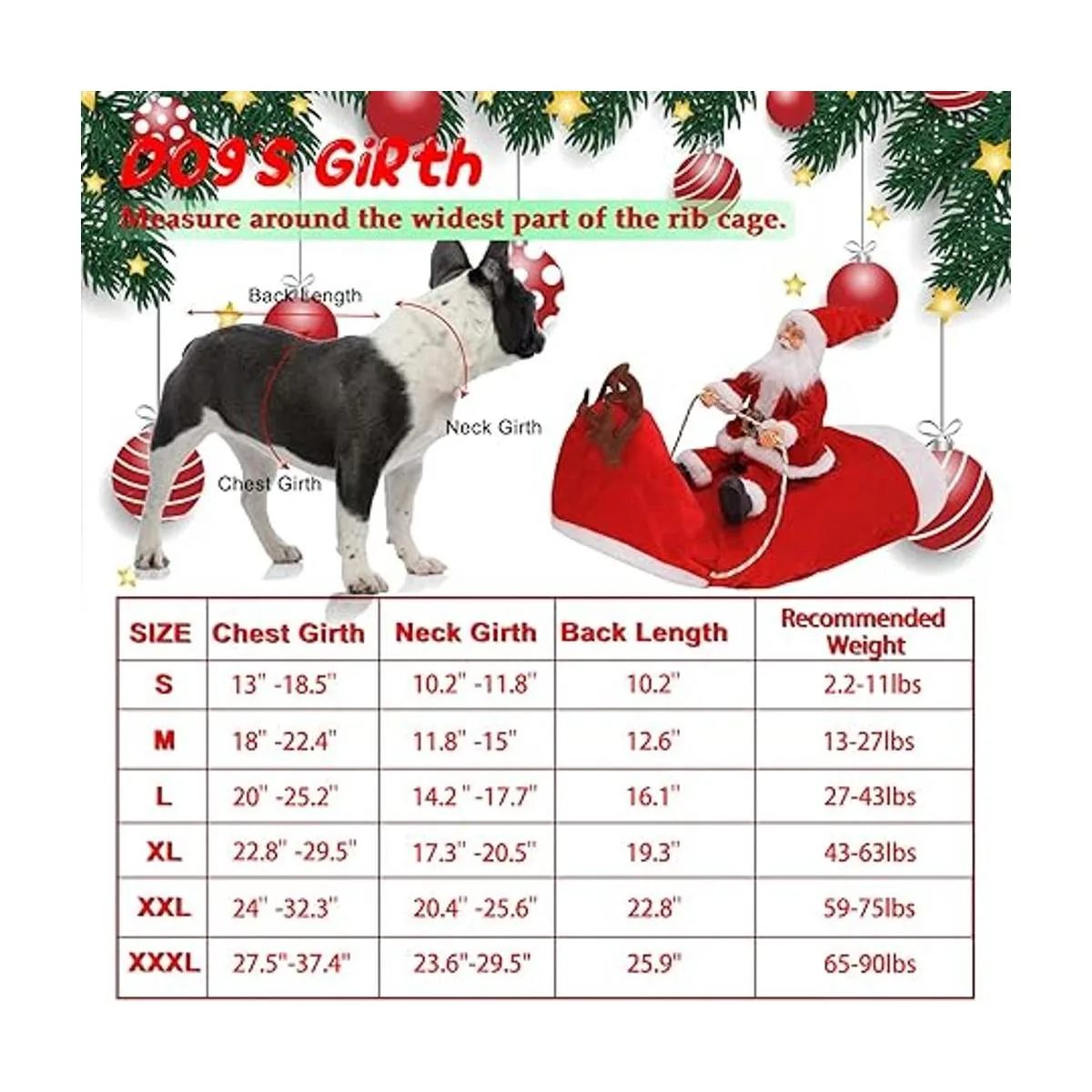 BWOGUE Ropa de navidad para mascotas disfraz de Papá_3