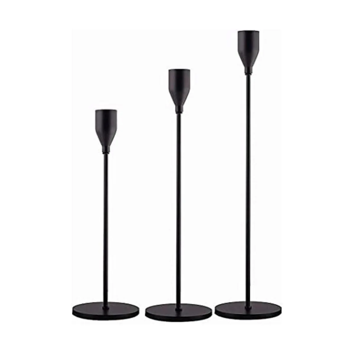 SUJUN Matte Black Candle Holders Set of 3 for Taper_1
