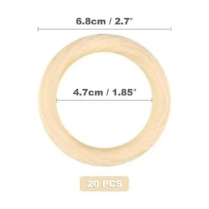 20 anillos de madera de 2.756 in naturales sin terminar