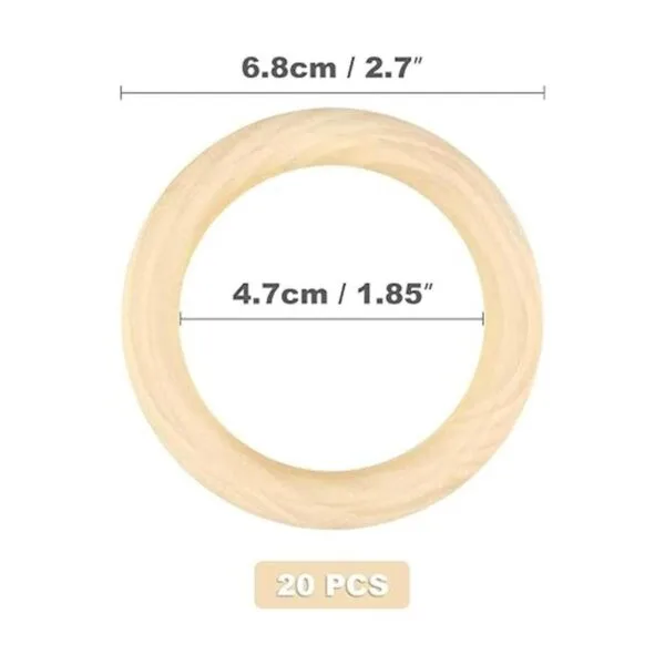 20 anillos de madera de 2.756 in naturales sin terminar