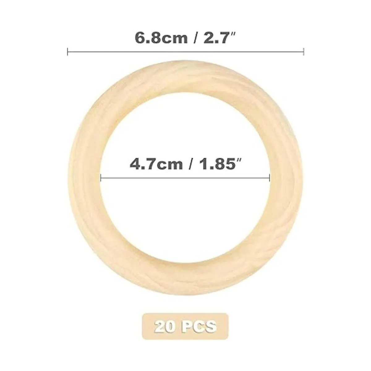20 anillos de madera de 2.756 in naturales sin terminar