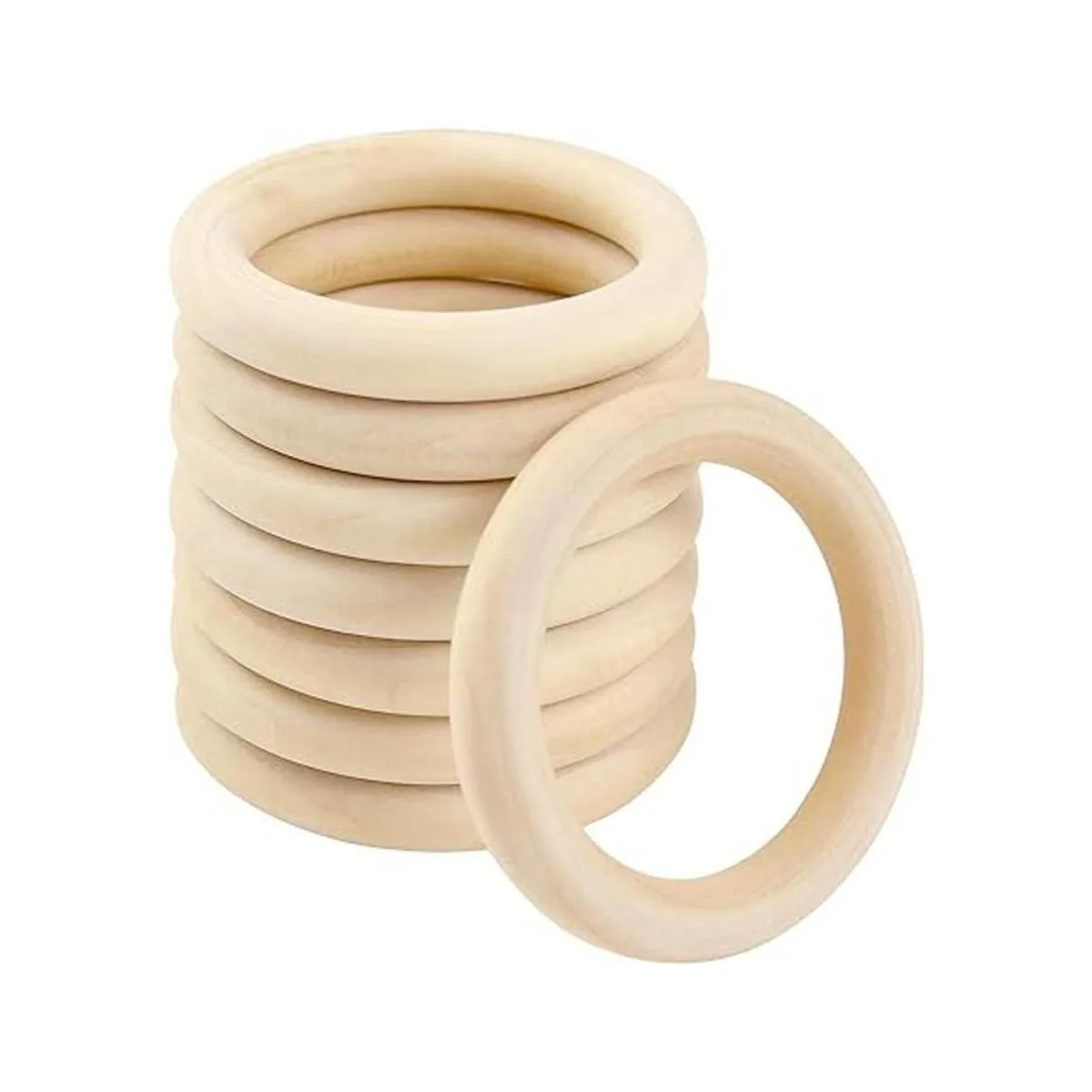 20 anillos de madera de 2.756 in naturales sin terminar