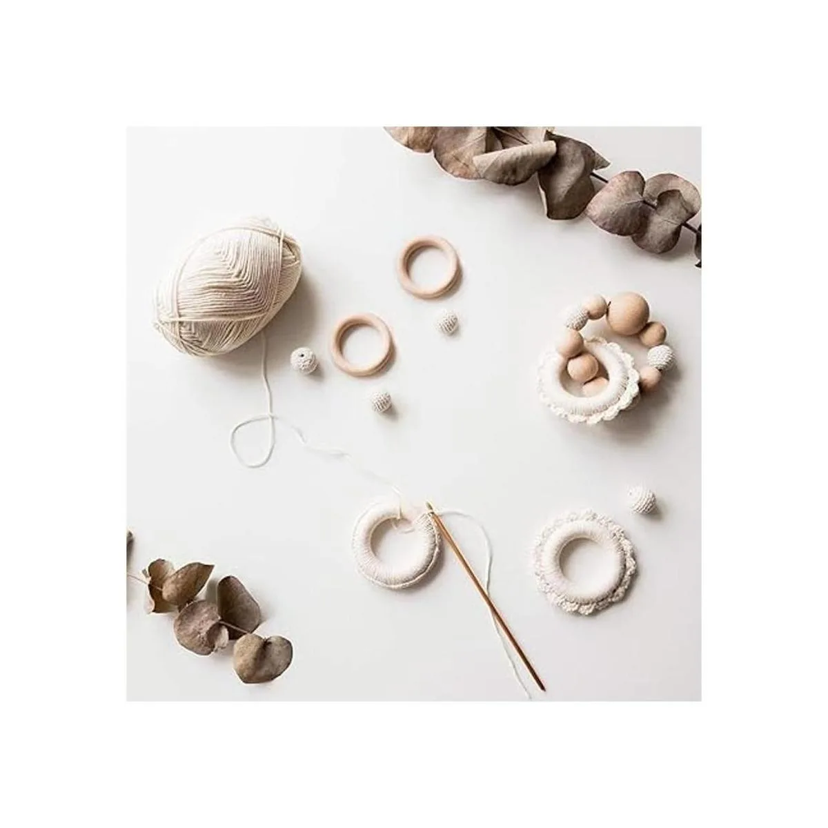 20 anillos de madera de 2.756 in naturales sin terminar