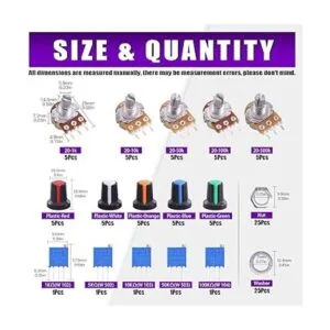 Swpeet Kit surtido de potenciómetro de 1K500K ohmios con
