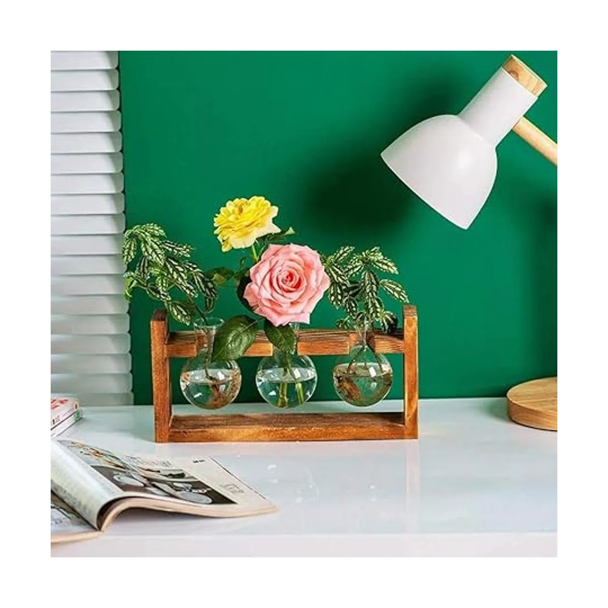 Kingbuy Florero de vidrio en forma de bulbo con soporte_2