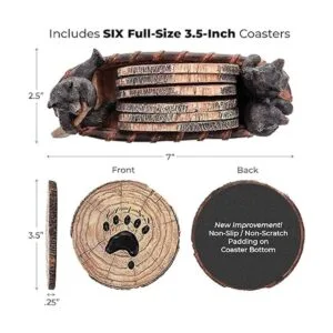 Juego de posavasos de oso 6 posavasos rústicos de tamaño_3
