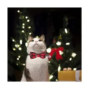 Malier Collar de gato de Navidad con diseño de copo de_3