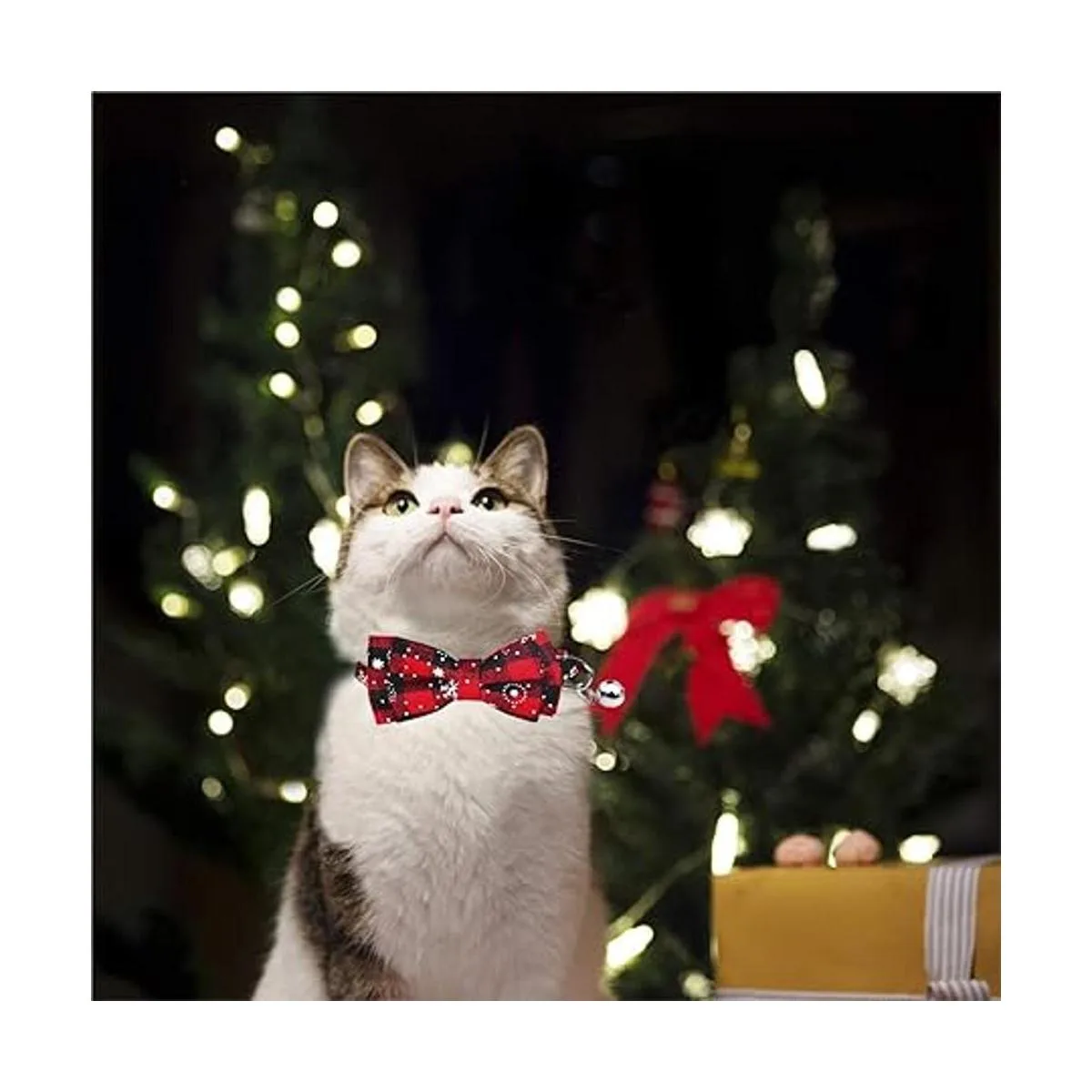 Malier Collar de gato de Navidad con diseño de copo de_3