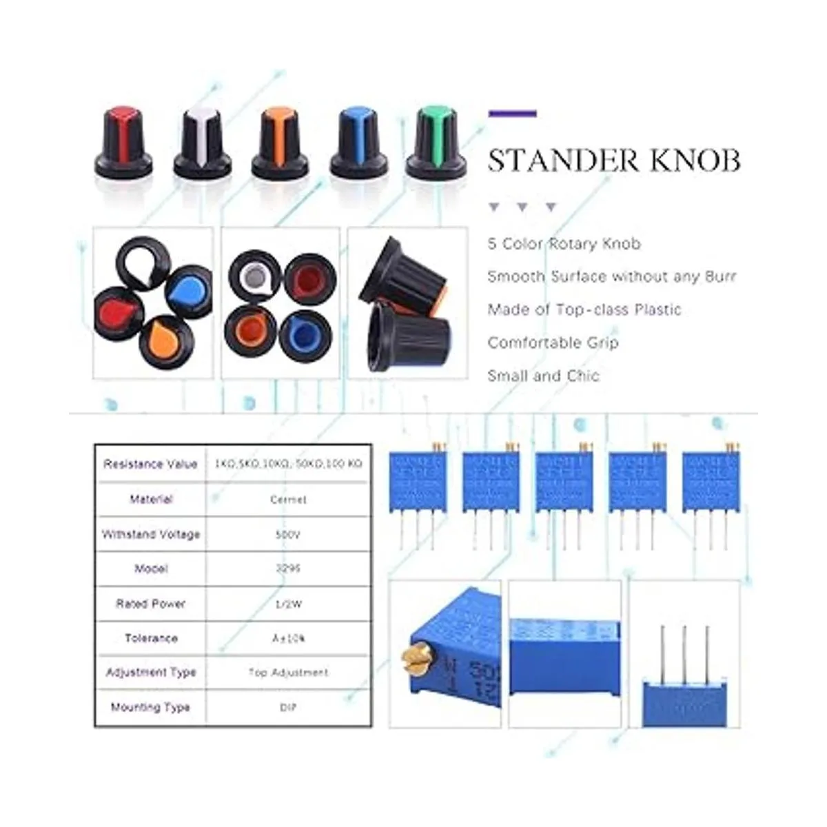 Swpeet Kit surtido de potenciómetro de 1K500K ohmios con