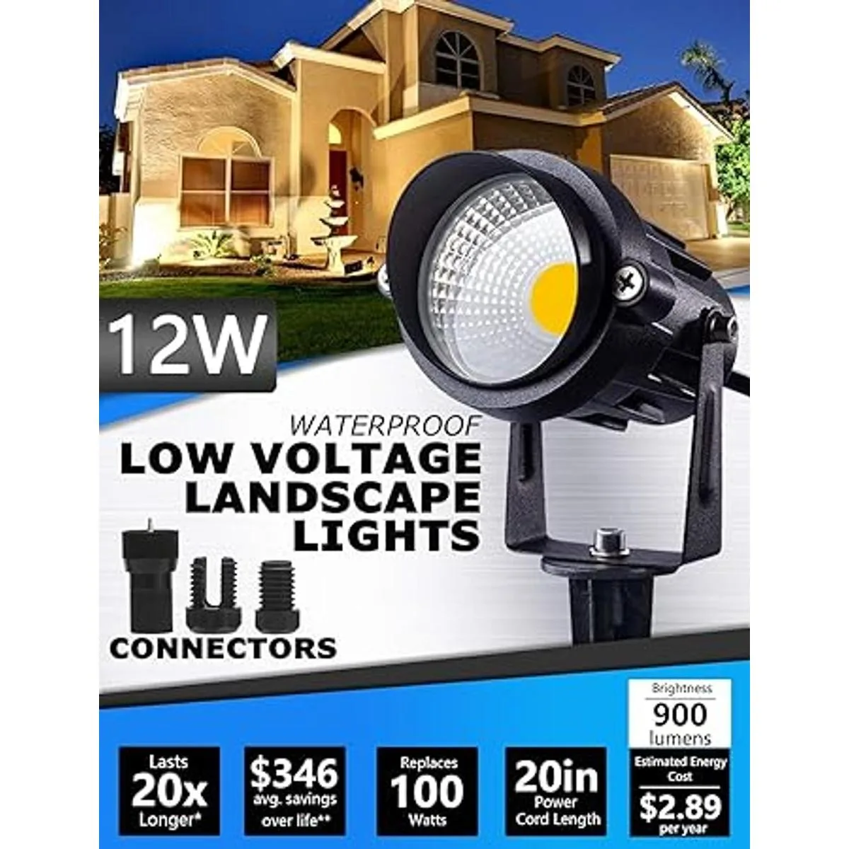 SUNVIE Luces LED de paisaje de bajo voltaje de 12 W con