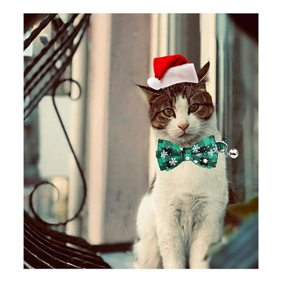 Malier Collar de gato de Navidad con diseño de copo de_2