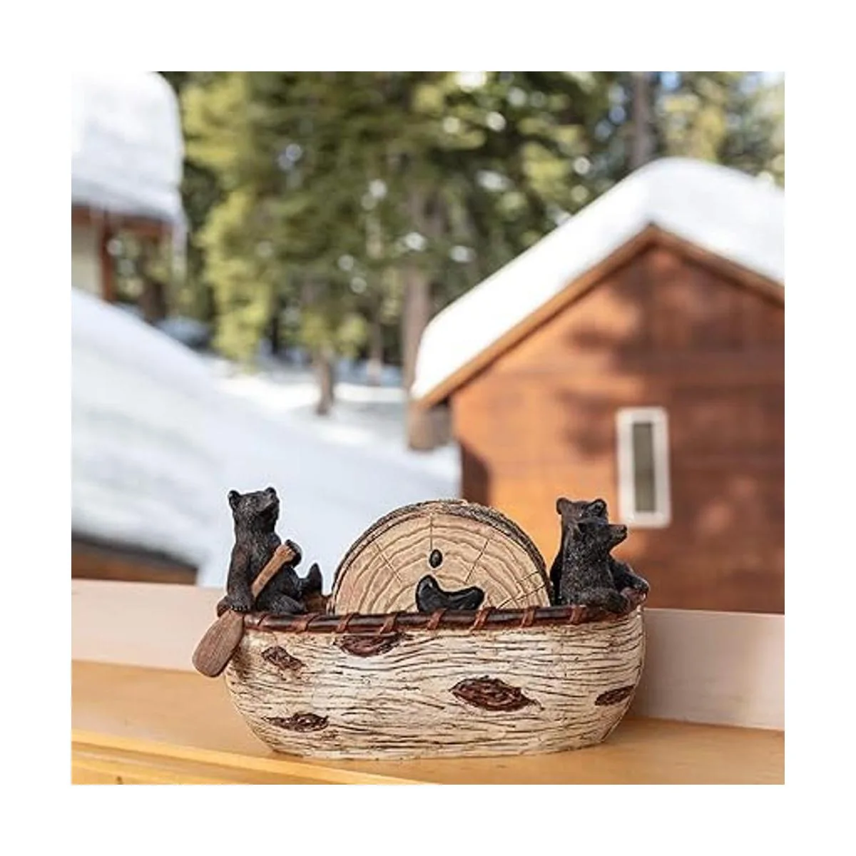 Juego de posavasos de oso 6 posavasos rústicos de tamaño_4