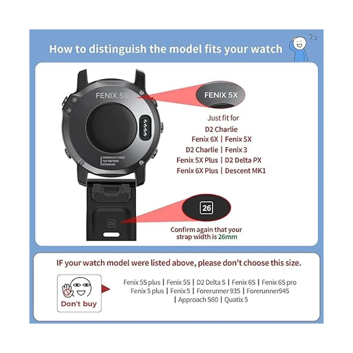 NotoCity Compatible con la correa de reloj Fenix 6X