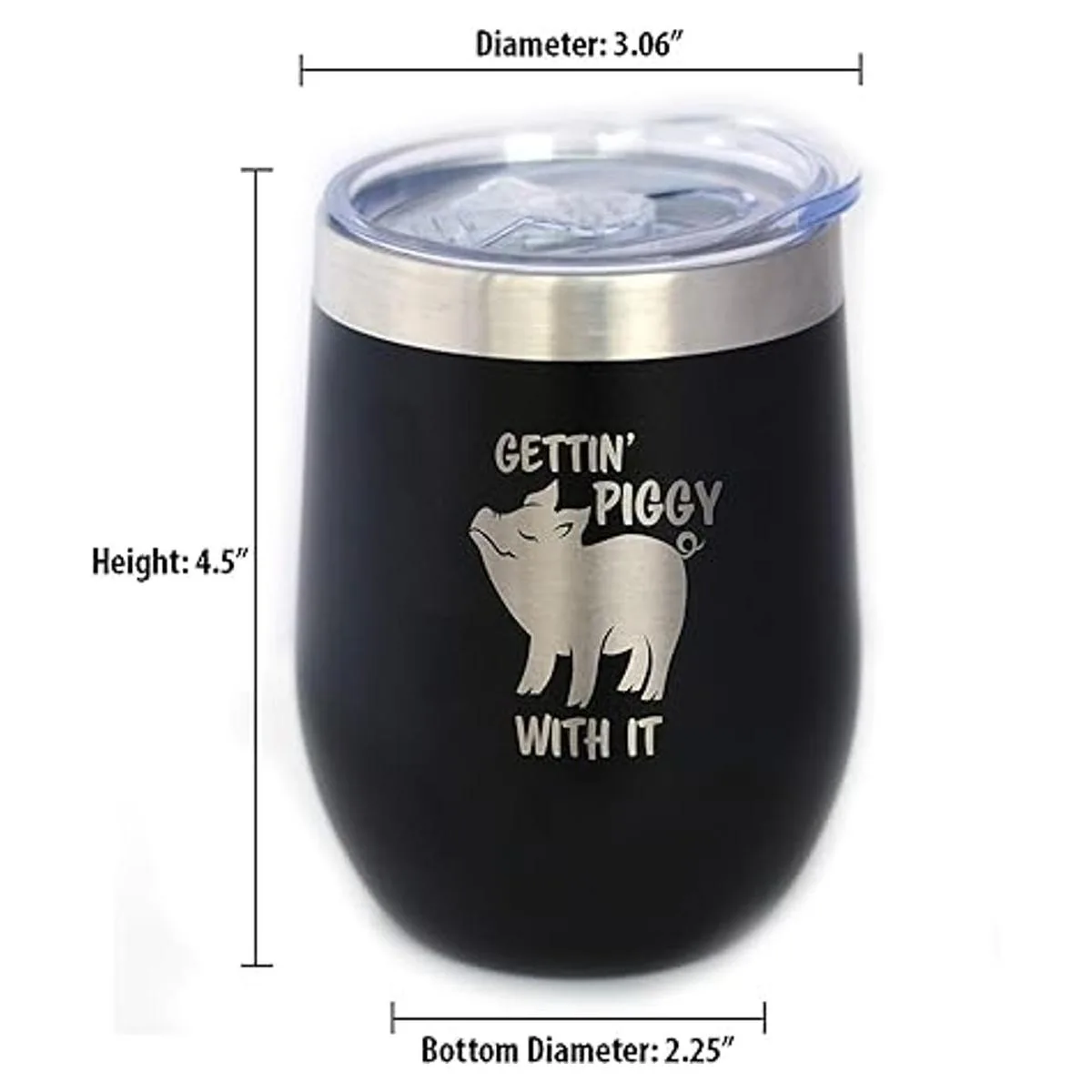 Gettin Piggy Vaso de vino con tapa deslizante Taza