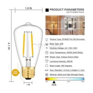 CRLight Bombilla LED Edison de 2 W equivalente a 300 lm_3