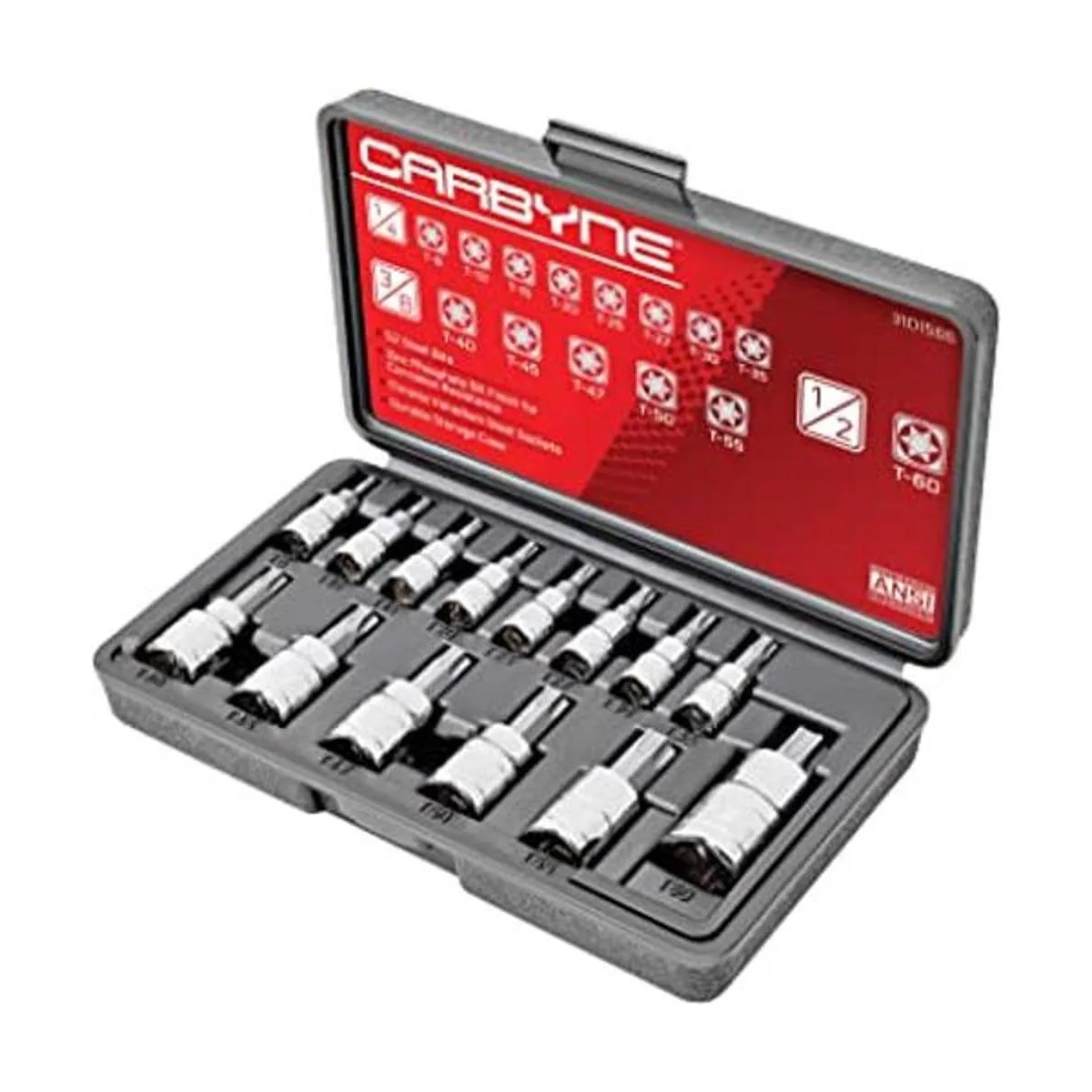 CARBYNE Torx Juego de enchufes de 14 piezas tamaños T8 a