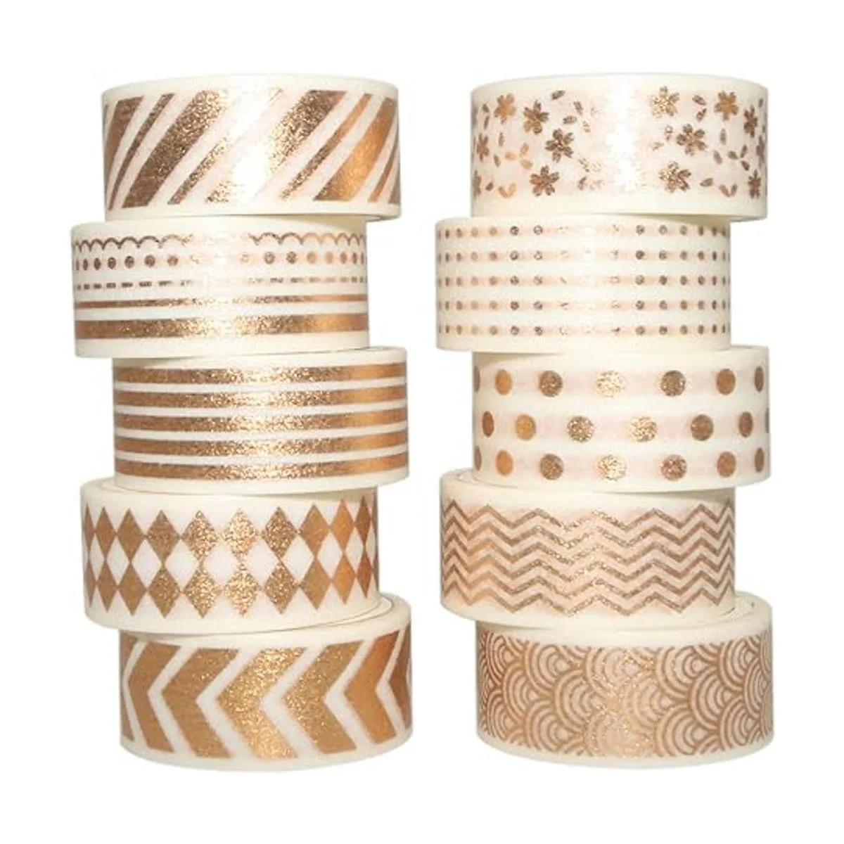 Gold Foil Washi Tape Set 15MM White Skinny Masking