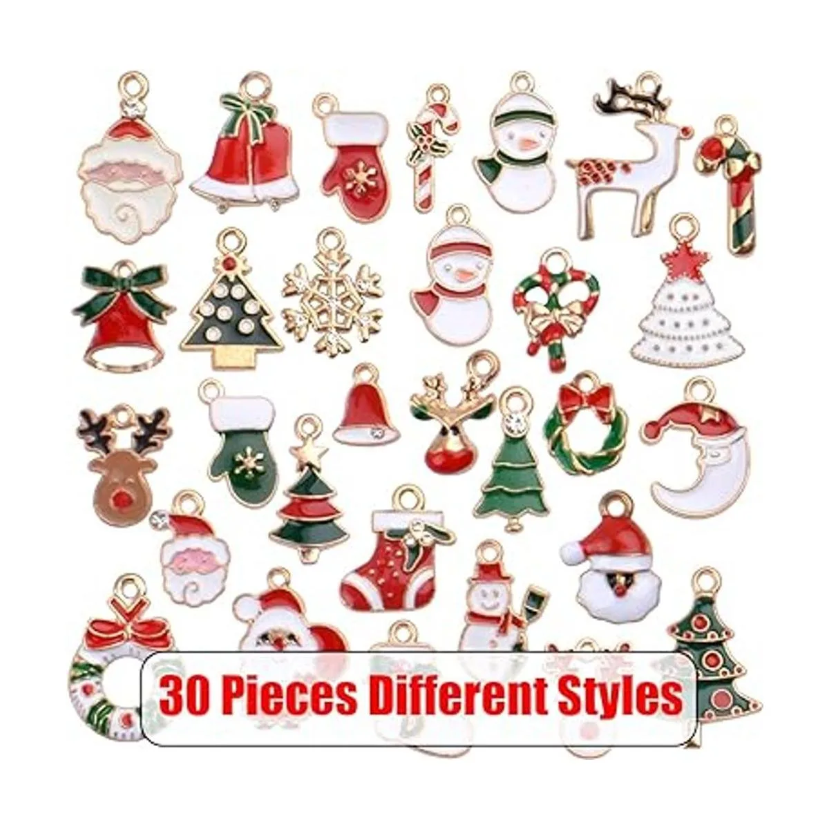 Colección de abalorios de Navidad 30 piezas de esmalte