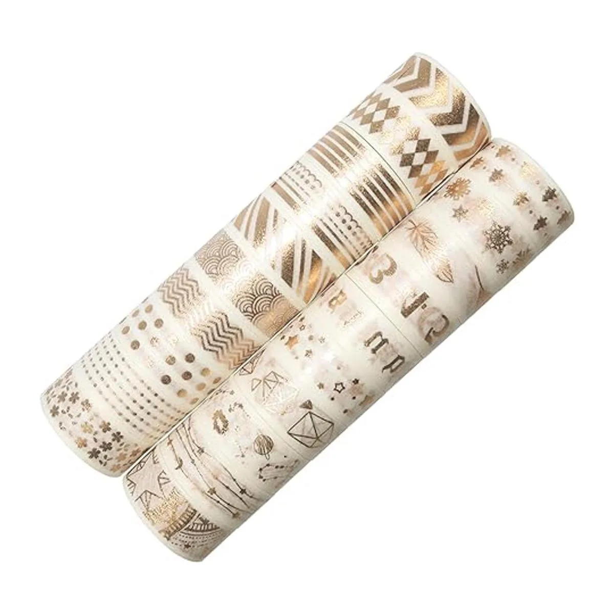 Gold Foil Washi Tape Set 15MM White Skinny Masking
