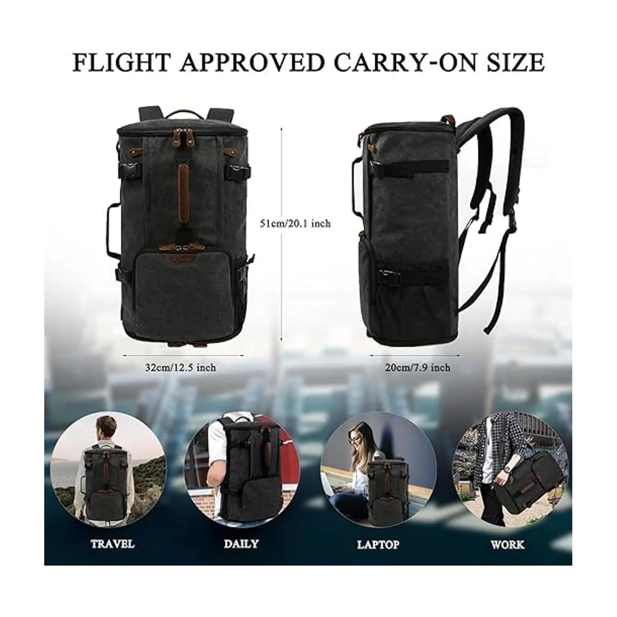 GFAVOR Mochila de viaje de 40 litros mochila de lona_6